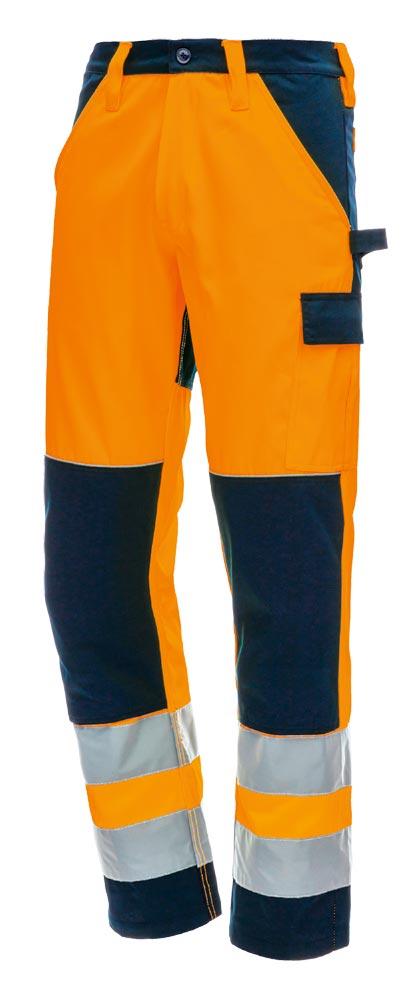 Warnschutz -Bundhose, neonorange/marineblau, Gr. 58