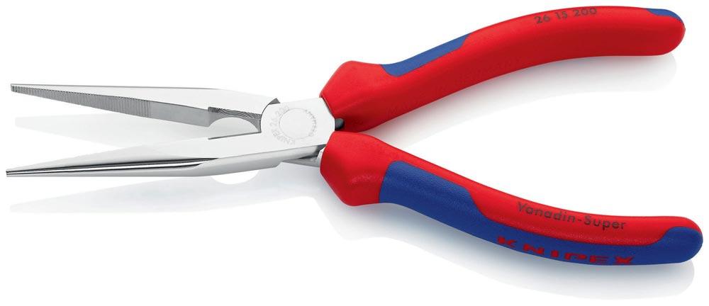 Flachrundzange Länge 200 mm verchromt gerade Mehrkomponenten-Hüllen