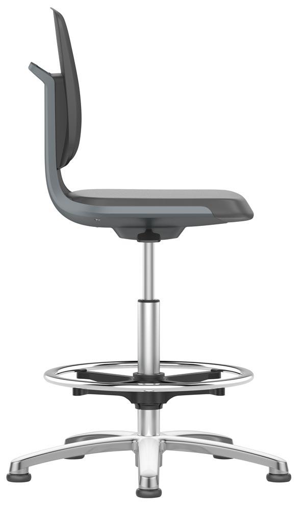 Arbeitsdrehstuhl mit Flex-Rückenlehne u. Sitzkante, Sitzschale anthrazit, Sitz Integralschaum schwarz, Gleiter u. Fußring, Sitz Höhe 520-770 mm