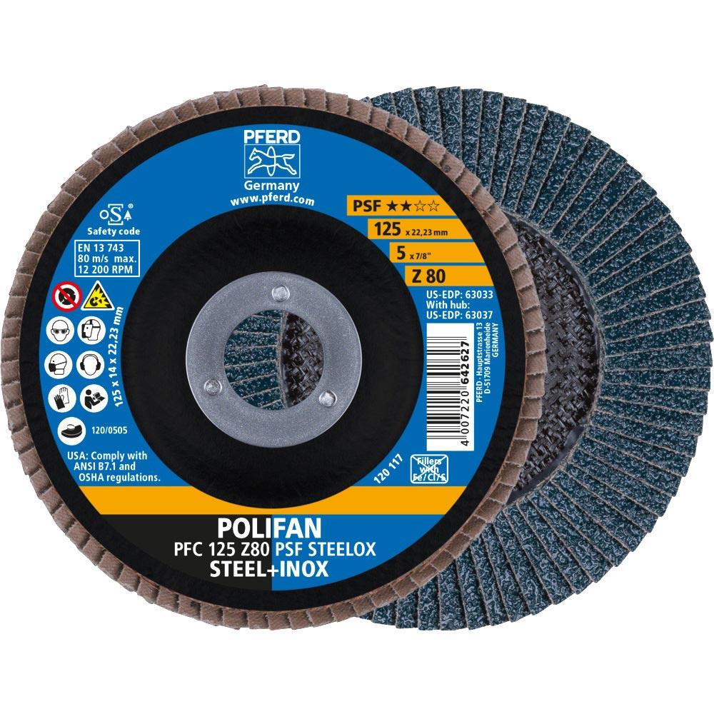 Fächerscheibe POLIFAN Z PSF STEELOX Ø 125 mm Körnung 80 konisch Stahl / INOX Zirkonkorund