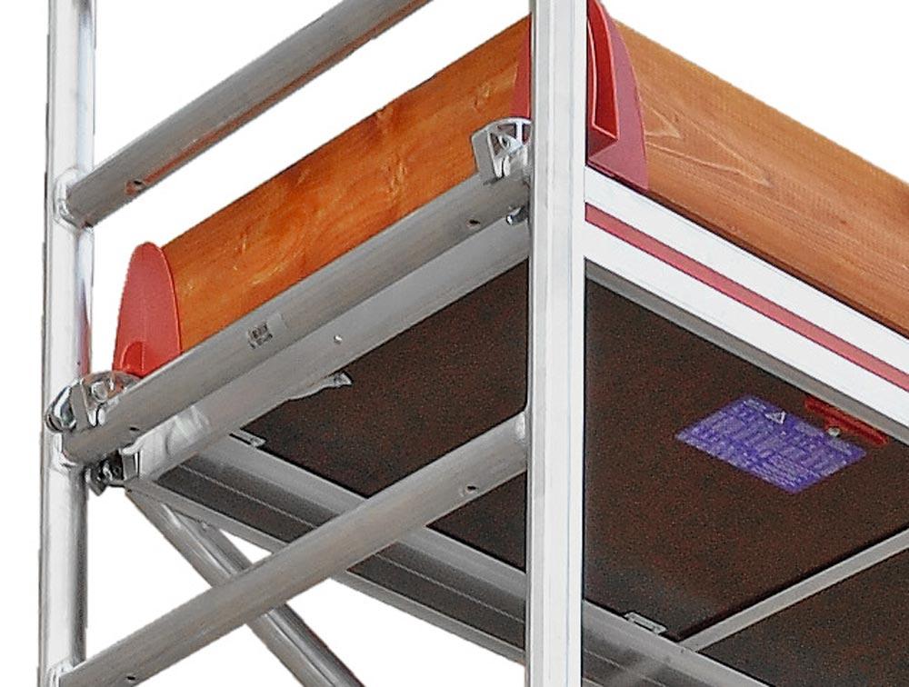 Fahrgerüst, Aluminium, mit Fahrtraverse, Arbeitsfläche 1,30x2,95 m, Standhöhe 3,60 m, Gerüsthöhe 4,82 m, Gewicht 285,4 kg