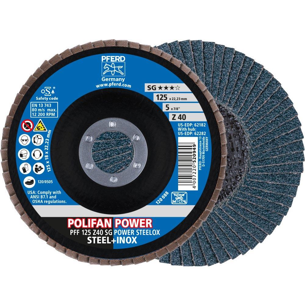 Fächerscheibe POLIFAN Z SG POWER STEELOX Ø 125 mm Körnung 40 INOX Zirkonkorund Ausführung flach