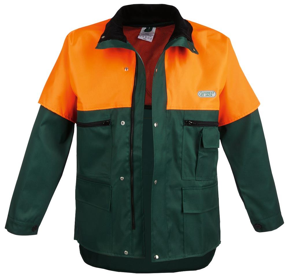 Waldarbeiter-Jacke, mit KWF-Schnittschutzeinlage, Farbe grün/orange, Gr. 62/64