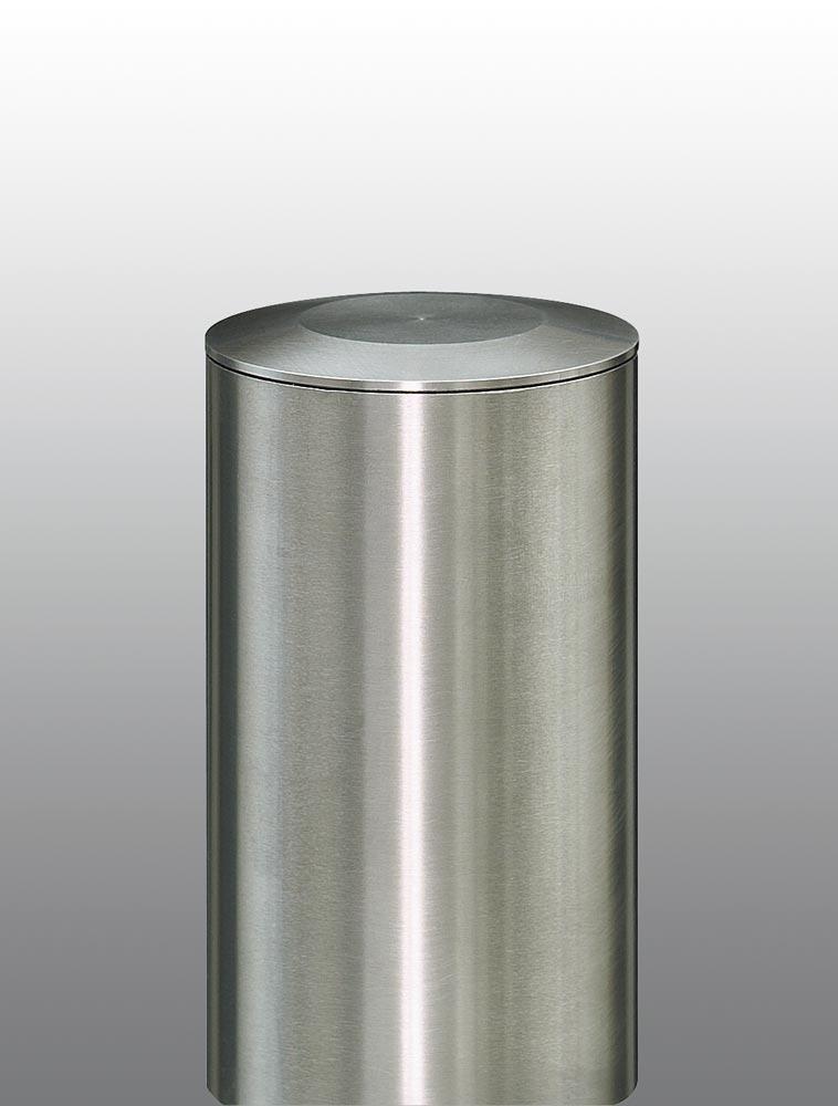 Edelstahlsperrpfosten, rund, Durchm. 61 mm, herausnehmbar aus Bodenhalterung, mit Dreikant-Feuerwehr verschluss, mit Flachkopf