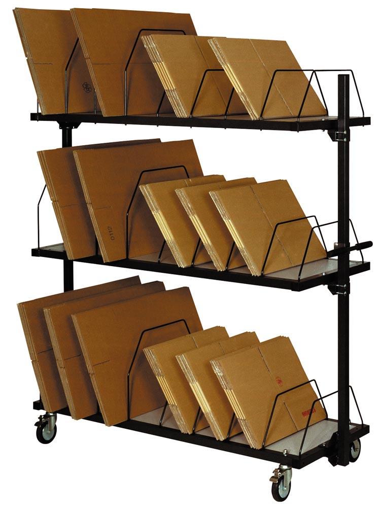 Kartonagenmagazin, fahrbar, 3 Ebenen für ca. 480 Kartons, mit Schiebegriff, BxTxH 1600x600x1860 mm