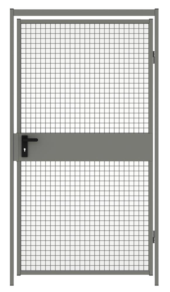 Flügeltür für Trennwandschutzgitter, BxH 1200x2200 mm, RAL 7037 staubgrau