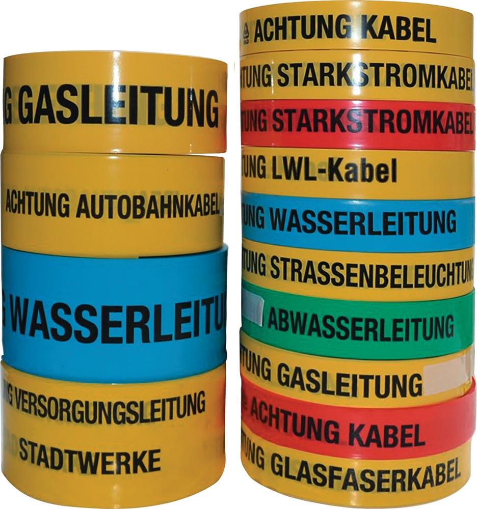 Trassenwarnband Aufdruck Achtung Versorgungsleitung Breite 150 mm Länge 250 m gelb