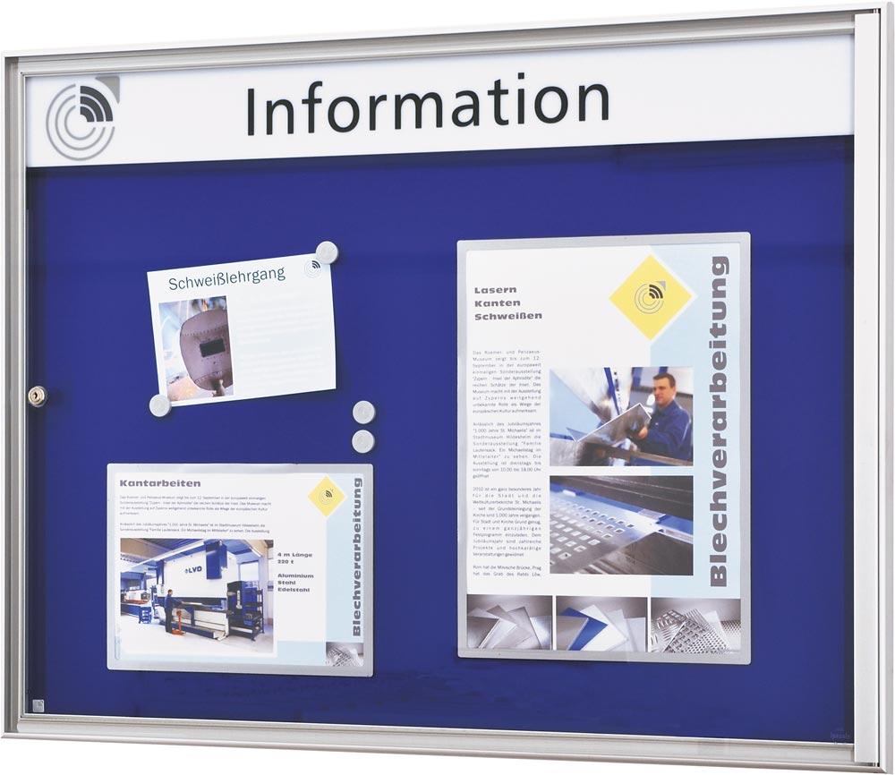 Schaukasten, BxTxH 760x27x985 mm, DIN A1 hoch, Aluprofile, ESG-Glas, Rückwand weiß, inkl. 10 Magnete + 1 Einstecktasche