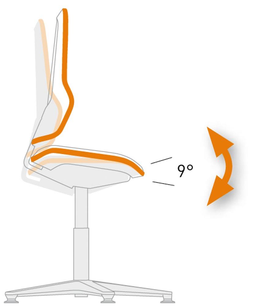 Arbeitsdrehstuhl, Permanentkontakt, mit Rollen, Flexband orange, Basisstuhl ohne Polster, Sitz Höhe 450-620 mm, DIN 68877 Arbeitsdrehstuhl, Permanentkontakt, mit Rollen, Flexband orange, Basisstuhl ohne Polster, Sitz Höhe 450-620 mm, DIN 68877