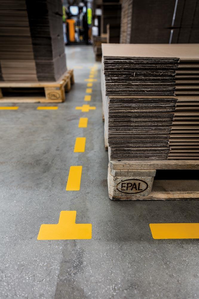 Bodenmarkierung, selbstklebend, Pfeil-Form, LxB 200x100 mm, Farbe gelb, VE 10 Stück, Mindestabnahme 2 VE