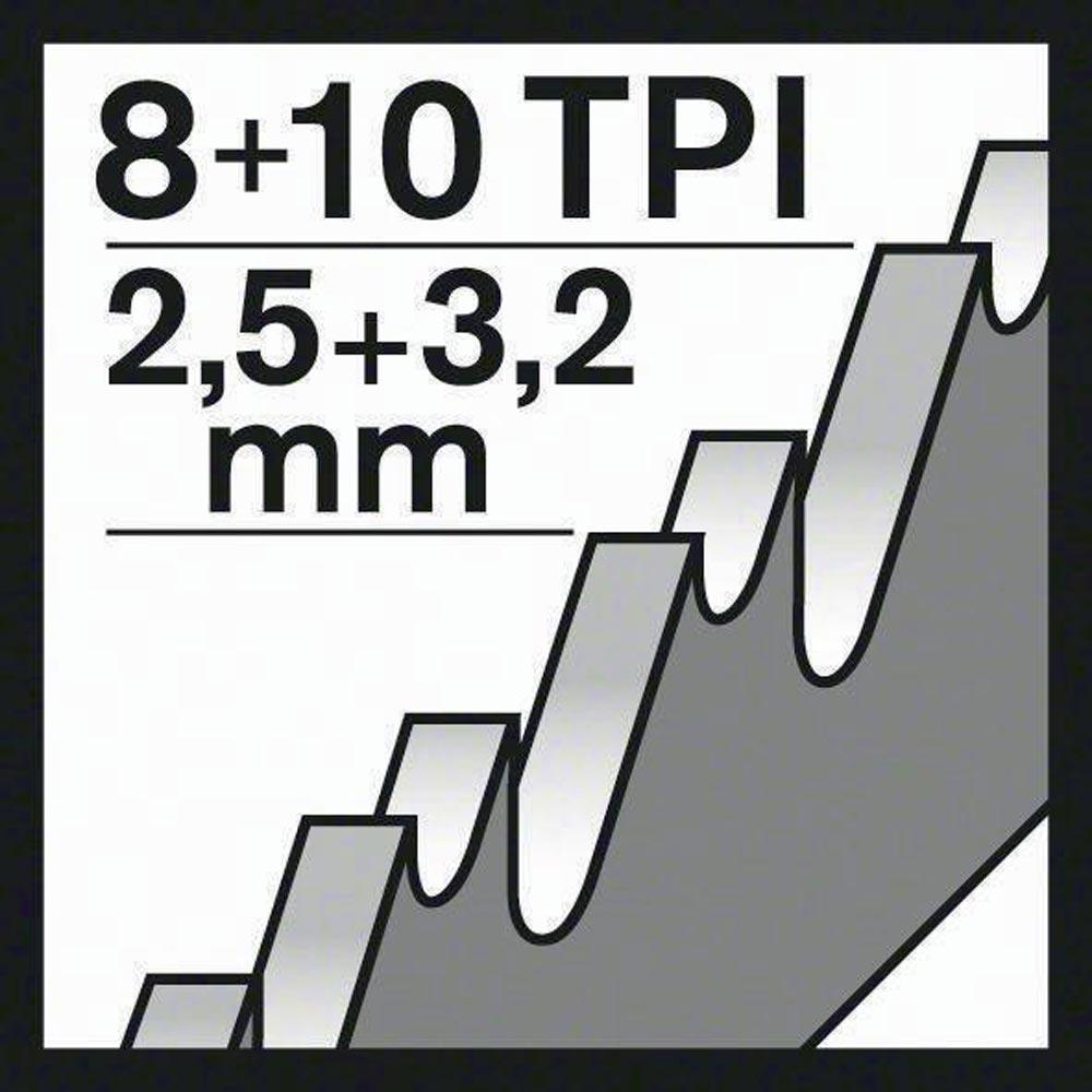 Säbelsägeblatt S 1226 CHF Länge 300 mm Breite 25 mm Zahnteilung TPI 8+10 2,5+3,2 mm 2 x 2 Geometrie 5er Pack