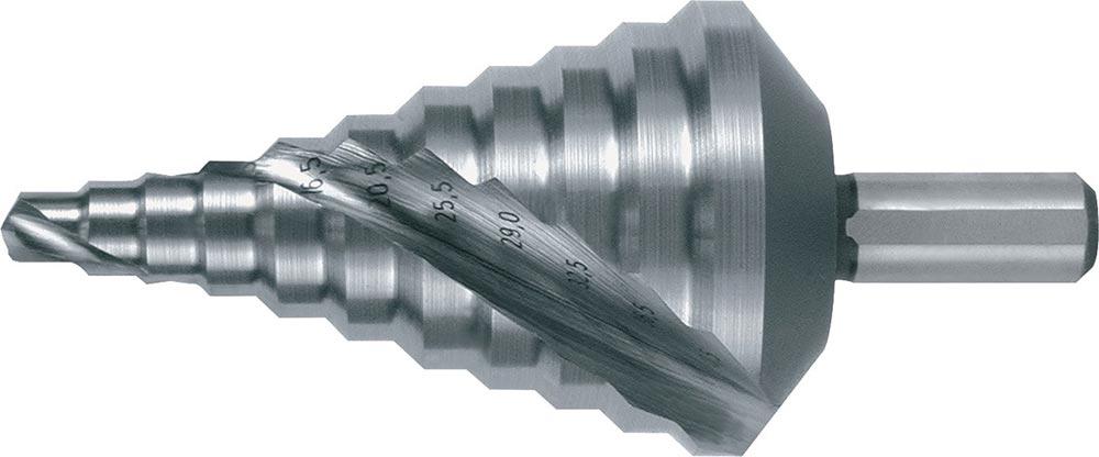 Stufenbohrer Bohrbereich 6,5 - 40,5 mm HSS spiralgenutet Schneidenanzahl 2 Stufenanzahl 11