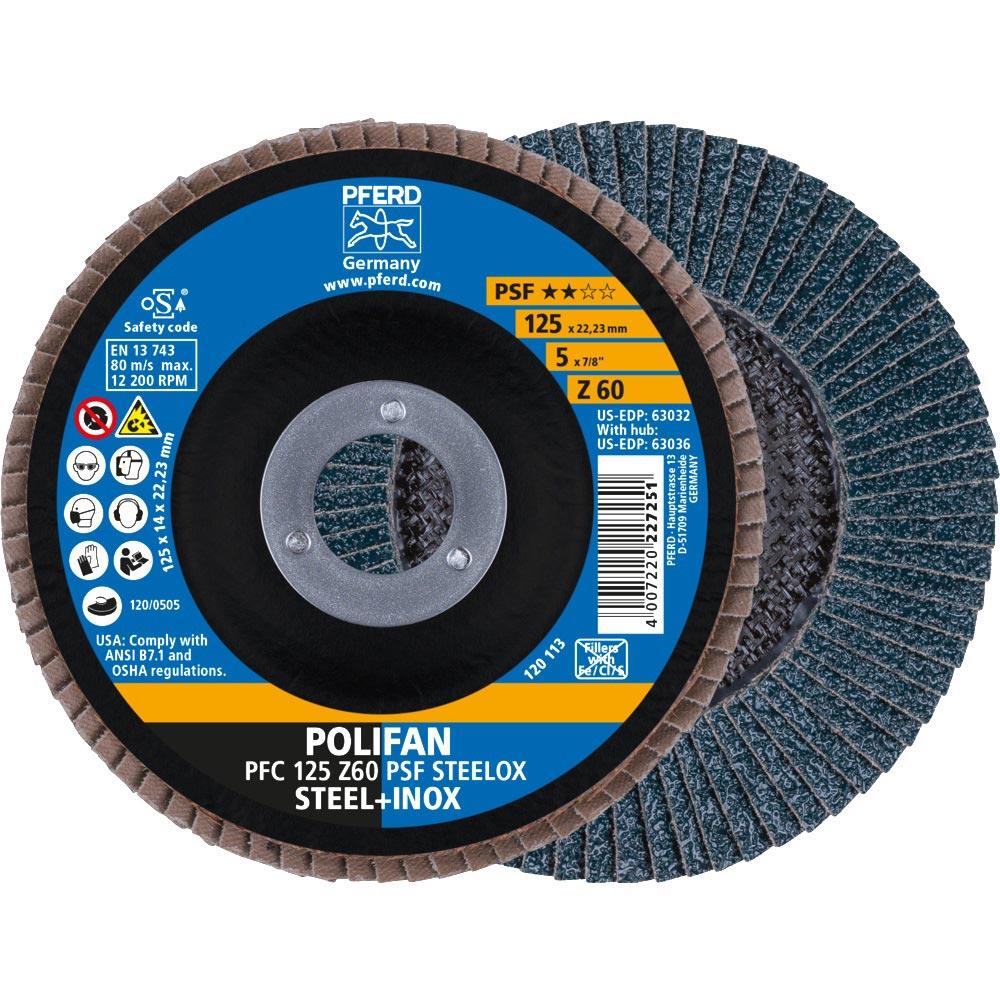 Fächerscheibe POLIFAN Z PSF STEELOX Ø 125 mm Körnung 60 konisch Stahl / INOX Zirkonkorund