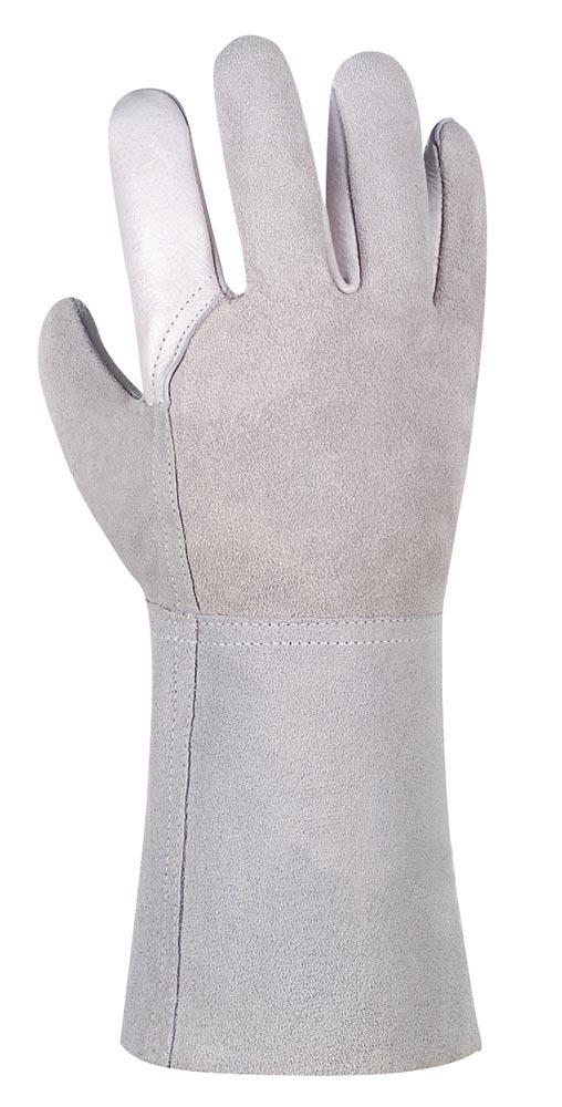 Kombi-Schweißer-Schutzhandschuhe 350 mm, Farbe grau, Gr. 10