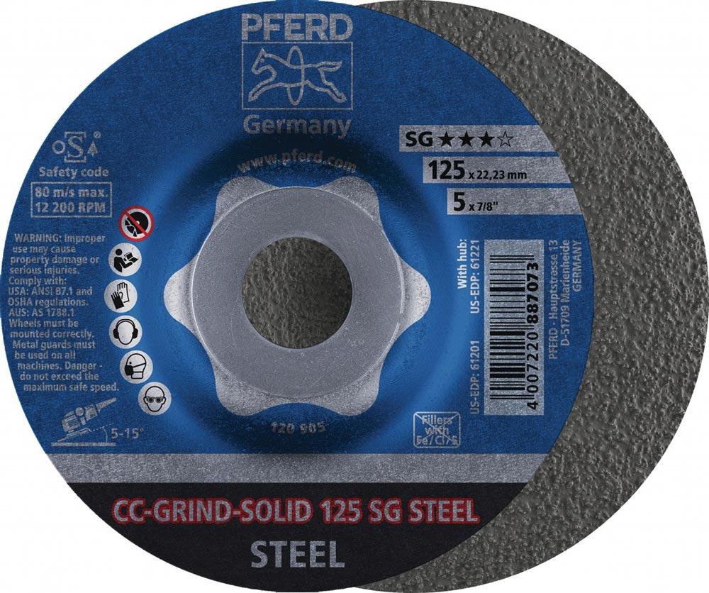 Schleifscheibe CC-GRIND-SOLID SG STEEL D125xSmm gekröpft Stahl Bohrung 22,23 mm