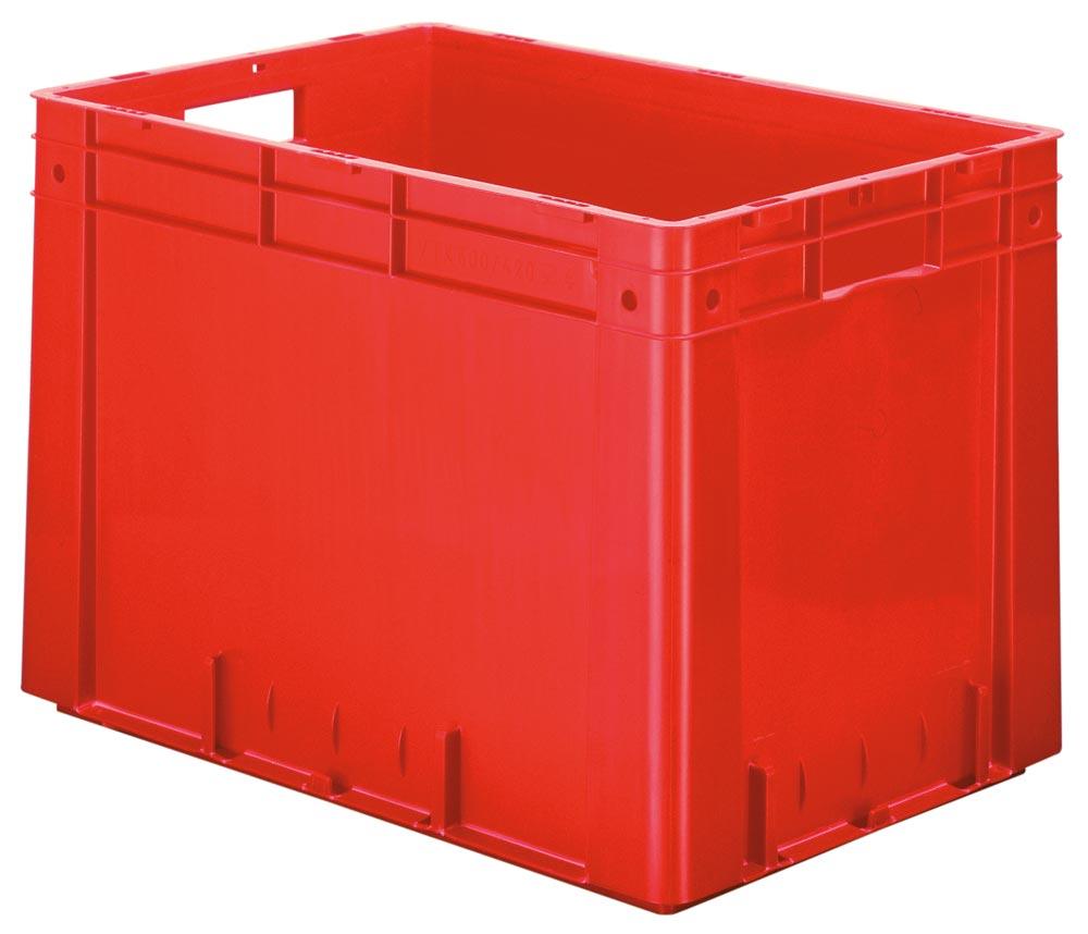 Schwerlast-Euronormbehälter, PP, Wände + Boden geschlossen, LxBxH 400x300x210 mm, Farbe rot, VE 4 Stück