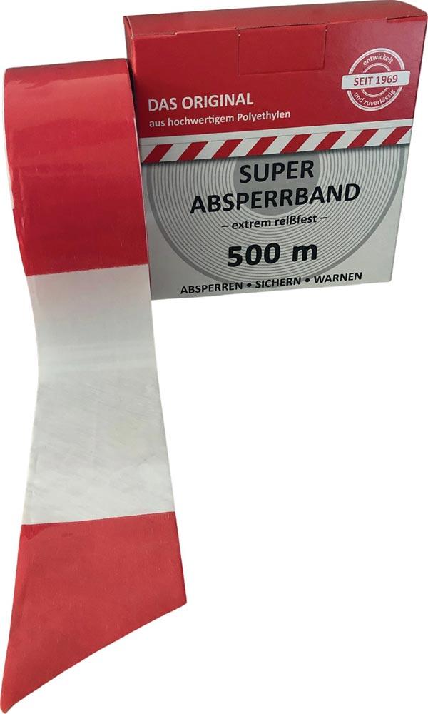 Absperrband Länge 500 m Breite 80 mm rot/weiß geblockt 500m/Karton