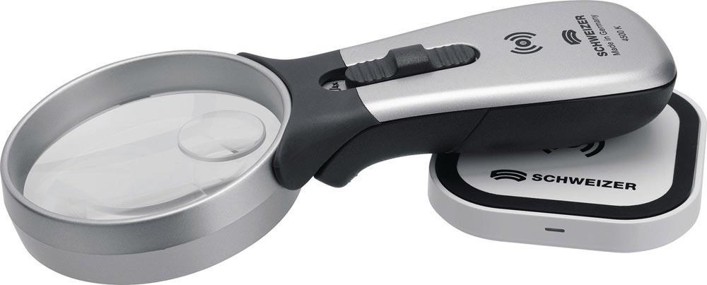 Handleuchtlupe Tech-Line Induktion Vergrößerung 8x LED Linsen-Ø 30 mm