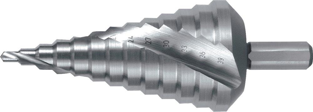 Stufenbohrer Bohrbereich 4-39 mm HSS spiralgenutet Schneidenanzahl 2 Stufenanzahl 13