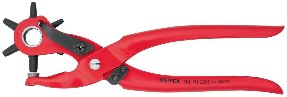 Revolverlochzange Gesamtlänge 220 mm Öffnungsfeder 2 / 2,5 / 3 / 3,5 / 4 und 5 mm rot pulverbeschichtet