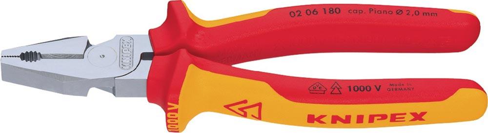 Kraftkombizange Länge 180 mm verchromt Mehrkomponenten-Hüllen VDE Kraftkombizange Länge 180 mm verchromt Mehrkomponenten-Hüllen VDE