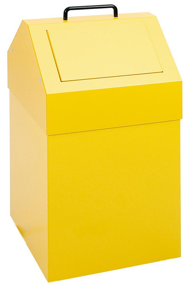 Abfallsammelbehälter, stationär, Volumen 45 Liter, BxTxH 330x310x650 mm, RAL 1003 signalgelb