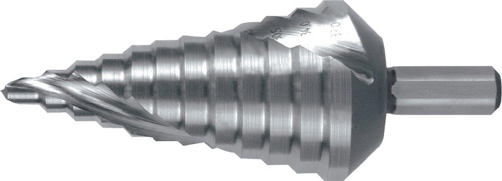 Stufenbohrer Bohrbereich 6-37 mm HSS spiralgenutet Schneidenanzahl 2 Stufenanzahl 12