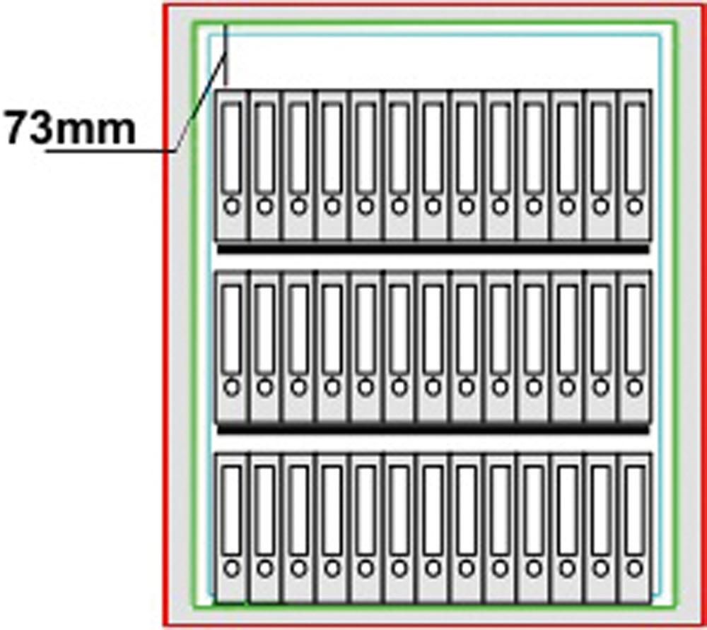 Dokumentenschrank, Sicherheitsstufe B + S2, S60P, BxTxH 1128x459x1189 mm, Volumen 330 l, 2 Böden, Kapazität 39 Ordner, 2-türig, RAL 7035 lichtgrau