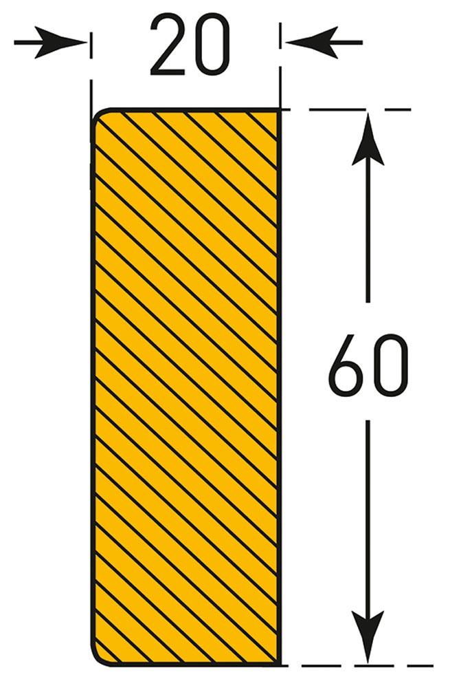 Warn- und Schutzprofil, Flächenschutz, Rechteck, 60x20 mm, gelb/schwarz, selbstklebend, Länge 1000 mm