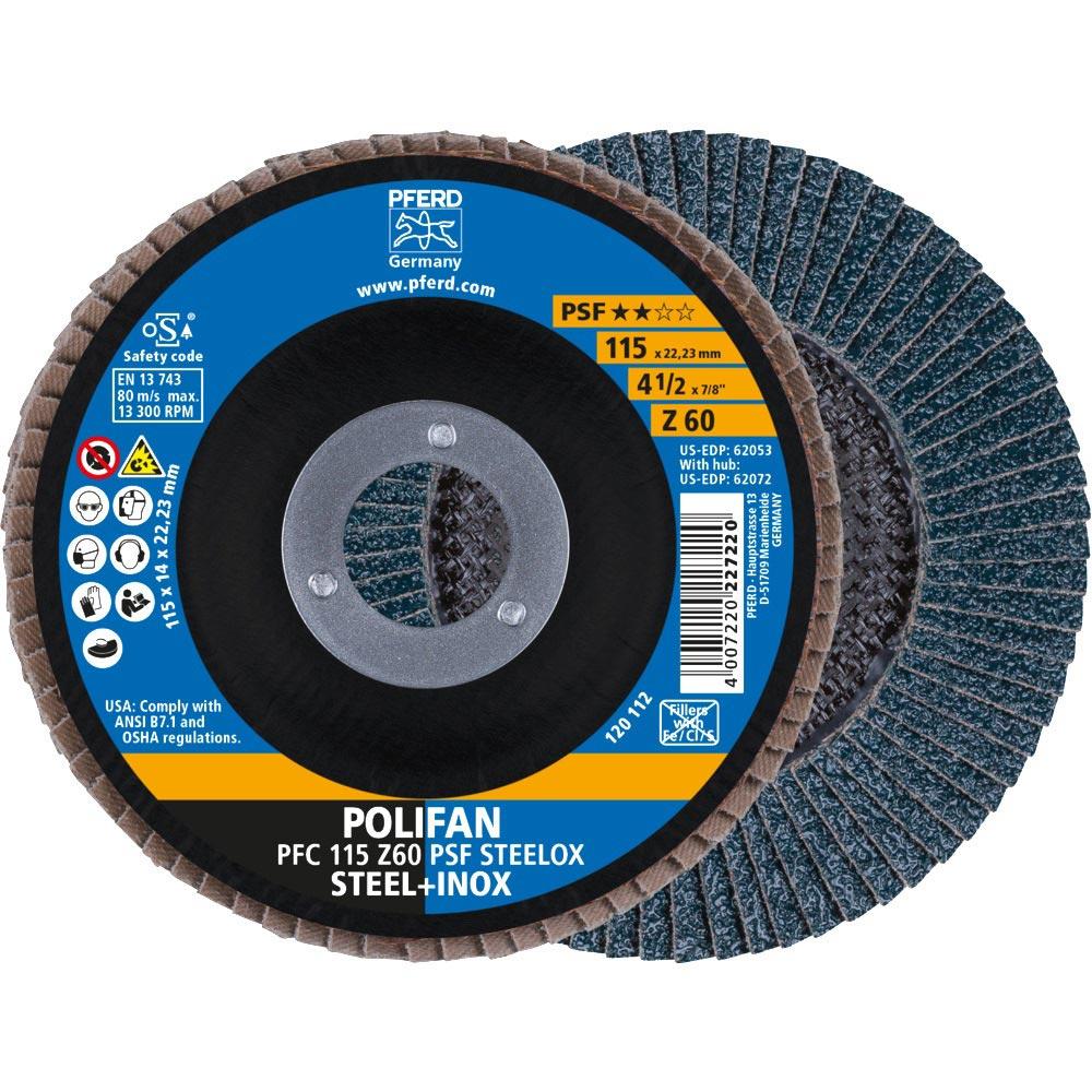 Fächerscheibe POLIFAN Z PSF STEELOX Ø 115 mm Körnung 60 konisch Stahl / INOX Zirkonkorund