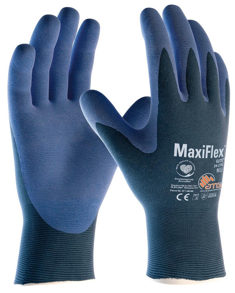 Handschuhe MaxiFlex® Elite™ 34-274 Größe 8 blau/blau EN 388 PSA-Kategorie II
