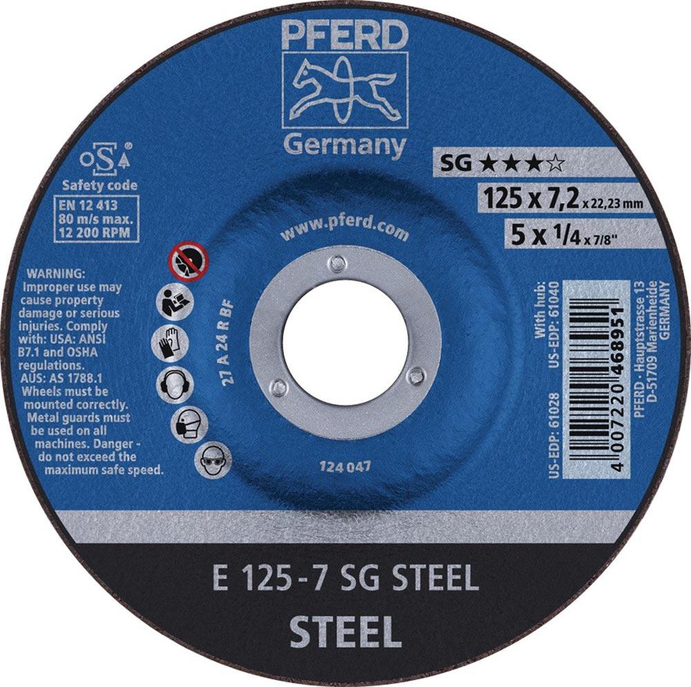 Schruppscheibe SG STEEL D125xS7,2mm gekröpft Stahl Bohrung 22,23 mm