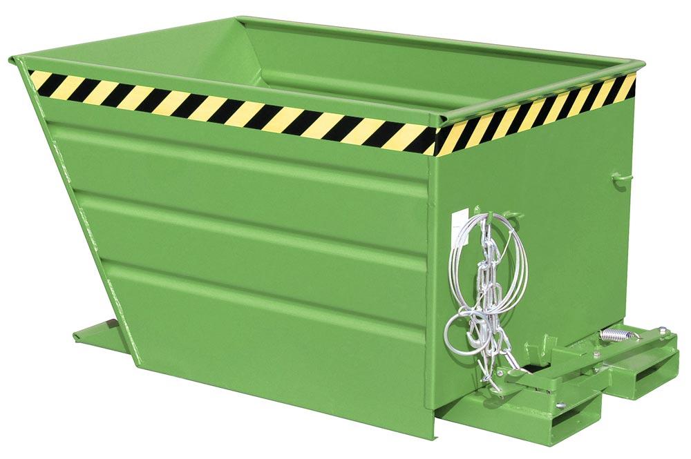 Kippbehälter, Volumen 0,70 cbm, LxBxH 1440x800x890mm, Traglast 1000 kg, RAL 6011 resedagrün