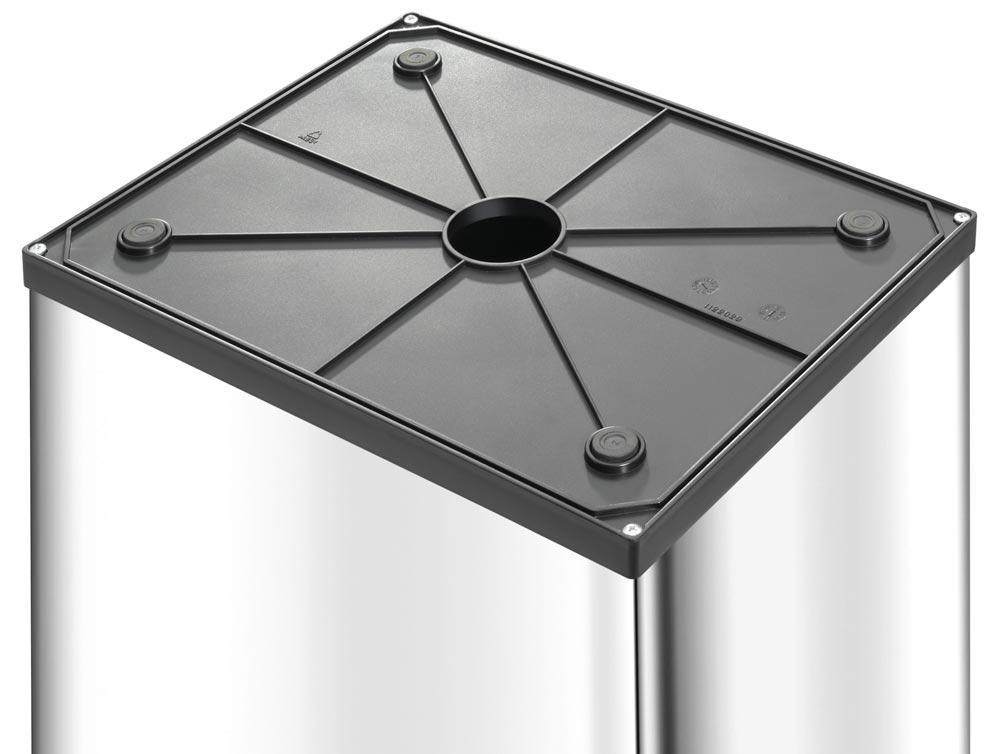 Großraum-Abfallbox, Volumen 52 l, BxTxH 340x260x770 mm, Gehäuse Stahlblech weiß, Kunststoff-Schwingdeckel schwarz