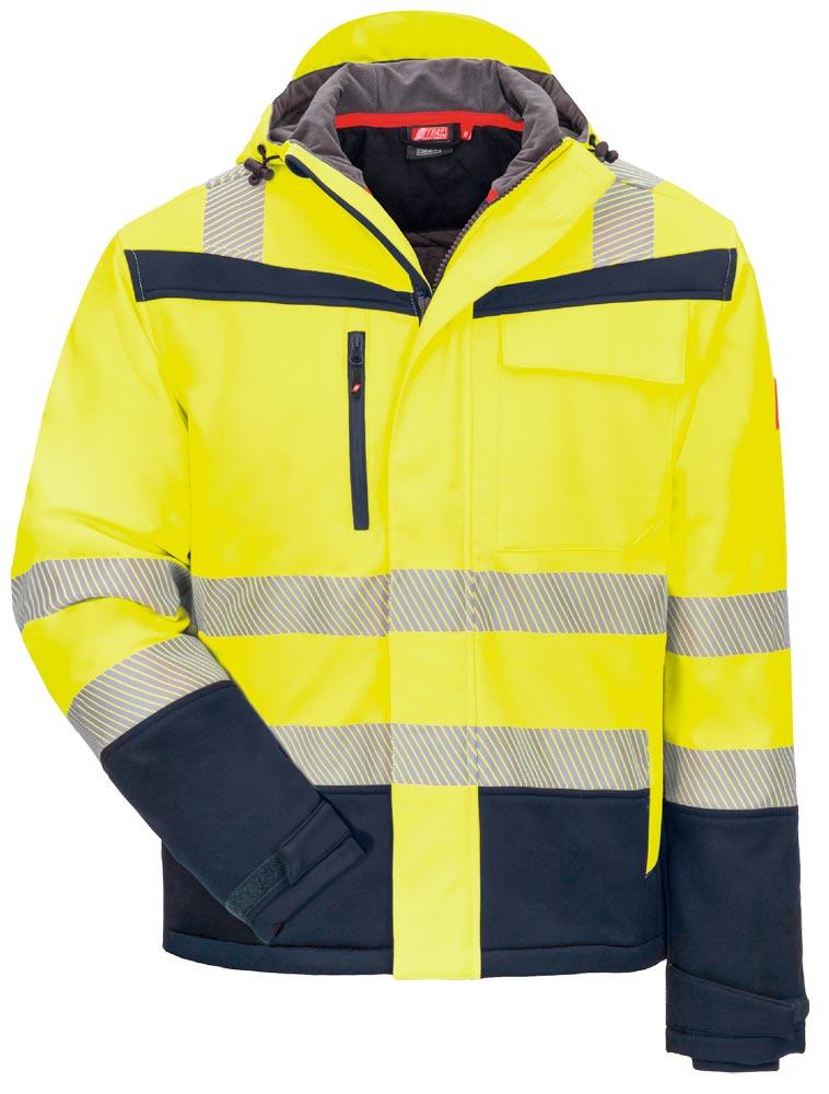 Warnschutz-Winter-Softshelljacke, neongelb/marineblau, Gr. L