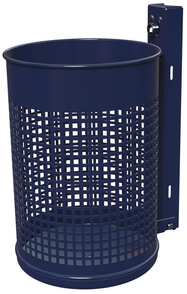 Abfallbehälter 20 l, Ausf. gelocht, DxH. 265x410 mm, inkl. Befestigungsschiene + Dreikantschlüssel, RAL 5013