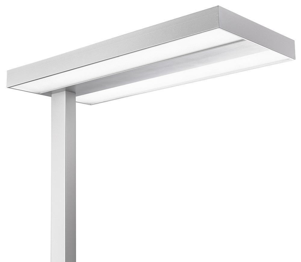 LED-Stehleuchte, Höhe 1950 mm, Leuchtenkopf 280x610 mm, Abstrahlung nach oben + unten, 60 W, silber