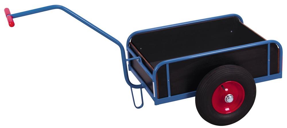 Handkarre mit Bordwänden, Ladefläche LxB 112x535 mm, Bordwand-H 220 mm, Traglast 400 kg, Luftbereifung, RAL 5010 enzianblau