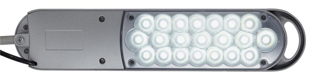 LED-Leuchte ATLANTIC, Klemmfuß, Leuchtenkopf 330x70 mm, Höhe 420 mm, 21 LEDs, 9 W, silber