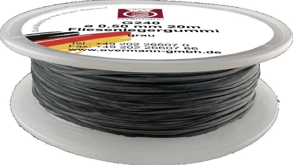 Fliesenlegergummi Länge 20 m Stärke 0,5 mm passend für Spannecken grau