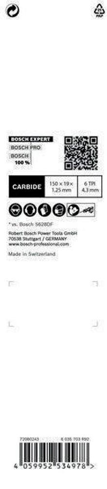 Säbelsägeblatt Expert Fiber Plaster S 641 HM Länge 150 mm Breite 19 mm 4,3 mm S-Schaft 1 Stück / Karte