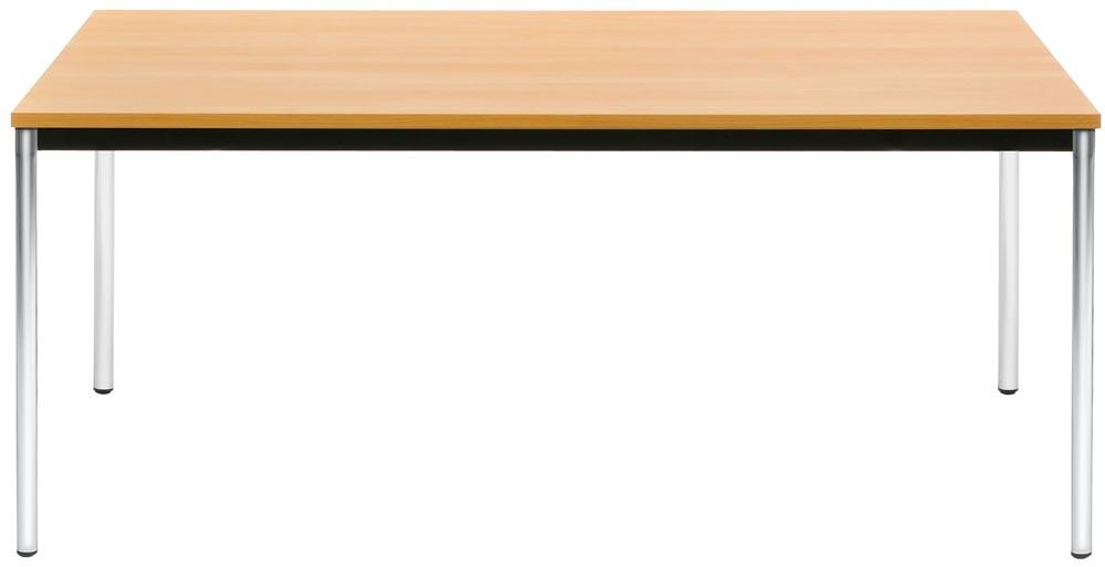 Besprechungstisch, BxTxH 1200x800x740 mm, Rundrohrgestell, chrom, Tischplatte 25 mm, buche