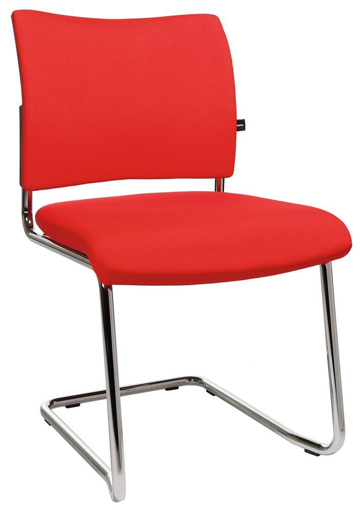 Freischwinger, Sitz-BxTxH 480x450x450 mm, Gesamthöhe 850 mm, Gestell verchromt, Sitz- + Rückenpolster rot, VE 2 Stück