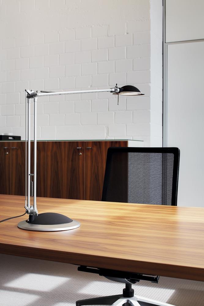 LED-Leuchte BUSINESS, Stand- + Klemmfuß, Leuchtenkopf Durchm. 142 mm, Höhe 450 mm, 18 LEDs, 11 W, anthrazit/silber