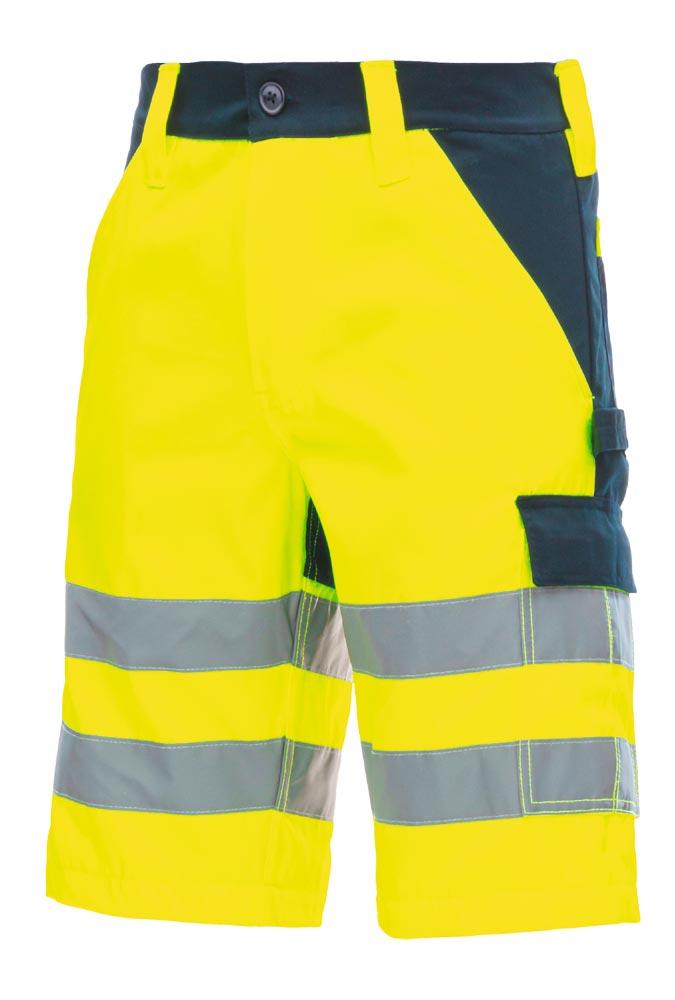 MOTION TEX VIZ, Warnschutz - Hose, kurz, neongelb/marineblau, Gr. 64