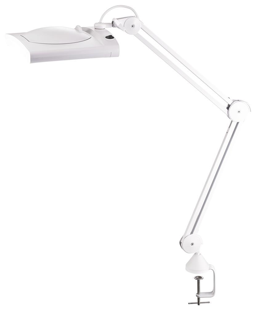 LED-Lupenleuchte, 5 Dioptrien, Linse 180x152 mm, 62 LEDs, mit Abdeckung, Tischklemme, weiß