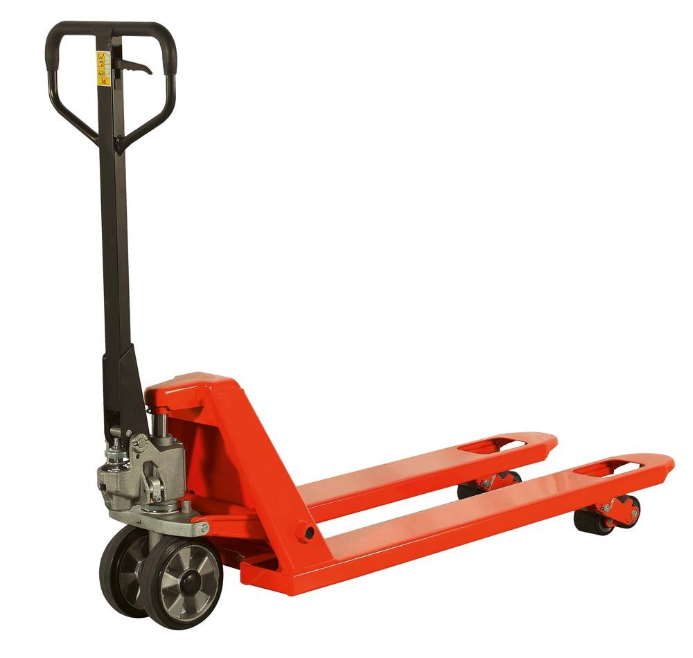 Gabelhubwagen STARTER, Traglast 2500 kg, Gabellänge 1150 mm, Hubbereich 85-200 mm, Bereifung Vollgummi/PU Tandem