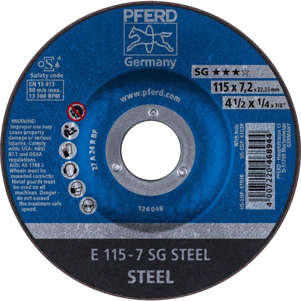 Schruppscheibe SG STEEL D115xS7,2mm gekröpft Stahl Bohrung 22,23 mm